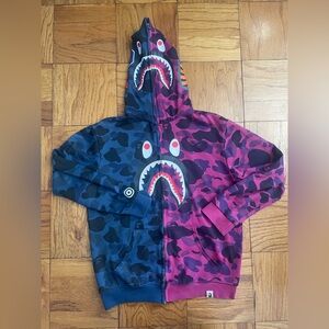 A Bathing Ape BAPE Full Zip Purple Color Camo Separate Shark FZ WGM Size XXL
